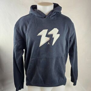 Jordan Flight MVP Sweatshirt Mens Medium Black Hoodie Fleece Pullover #23
